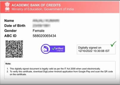 apaar id card or abc id example