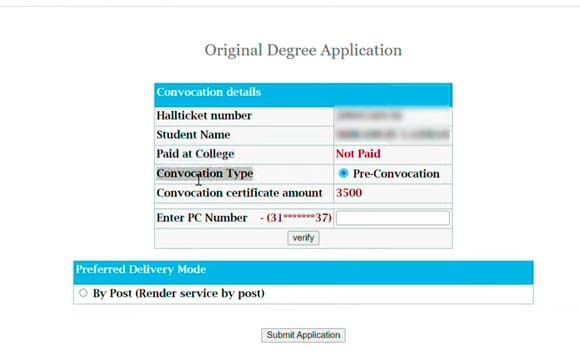 jntuh original degree apply process step by step