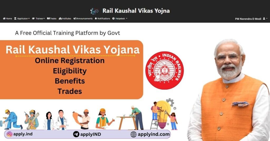 rail kaushal vikas yojana online registration status trades list institutes names.