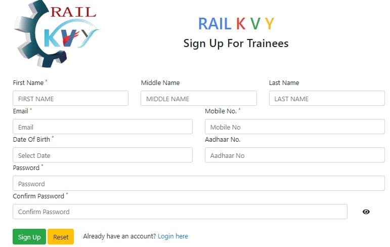 rail kaushal vikas yojana online registration status trades list institutes names.