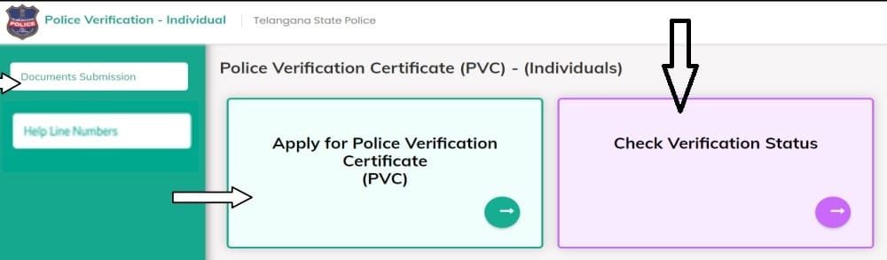 Police verfication certificate apply process and status check process.
